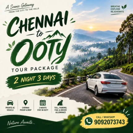 Chennai To Ooty Tour Package 2 Night 3 Days