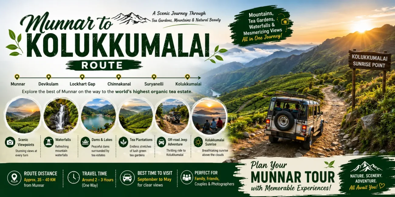 Munnar To Kolukkumalai Route Places